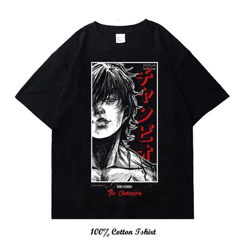 Men's and Women's Short Sleeve Round Neck T-shirt, Vintage, Cotton, Harajuku, with Grappler Baki Kyokudai Taikai