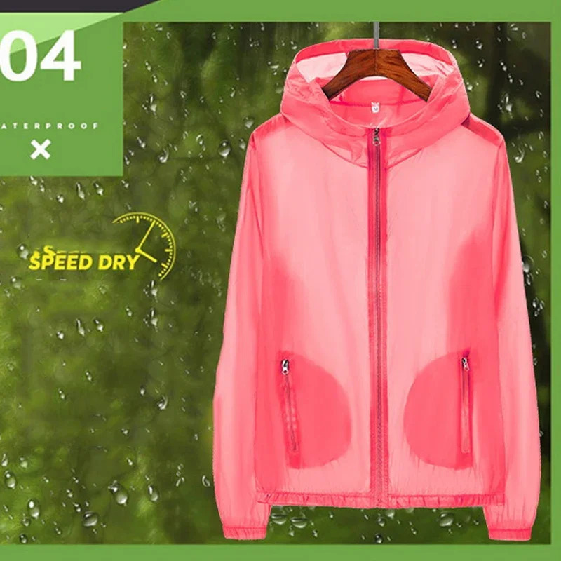 S-7XL Size Men Women Teens Ultrathin Ultralight Transparent Quick Dry Sun-Protective Camping Hiking Jacket Skin Coat Windbreaker 250219
