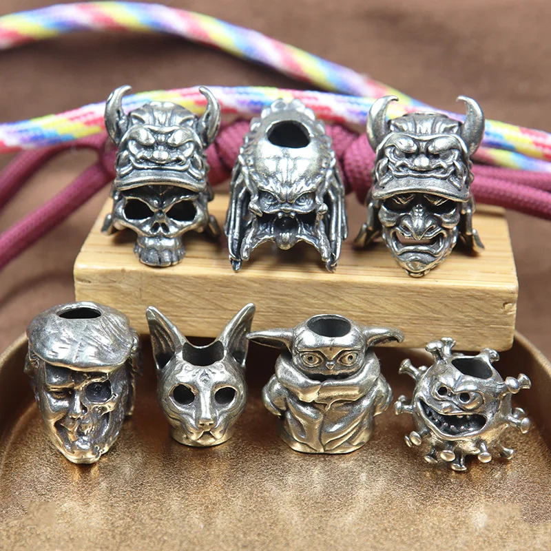 7 styles of silver knife beads DIY umbrella rope weaving hanging accessories EDC outdoor tools charm white brass selling 250213