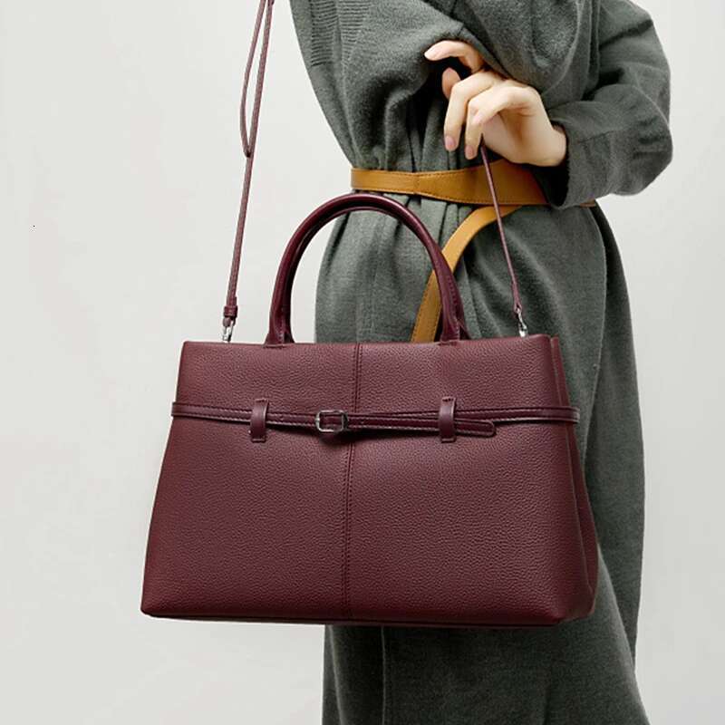 Toptrends Cowhide Genuine Leather Large Tote Handbags For Women 2025 Designer Top Handle Work Office Ladies Shoulder Bags