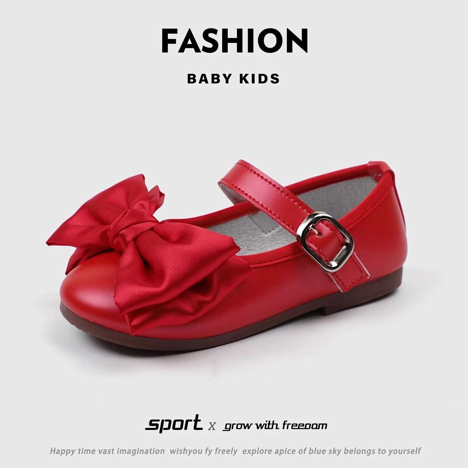 Girls Princess Shoes Beautiful Silk Bowtie Children Mary Janes 21-30 Comfy Round-toe Chic All-match Spring Kids Ballet Flats X250220