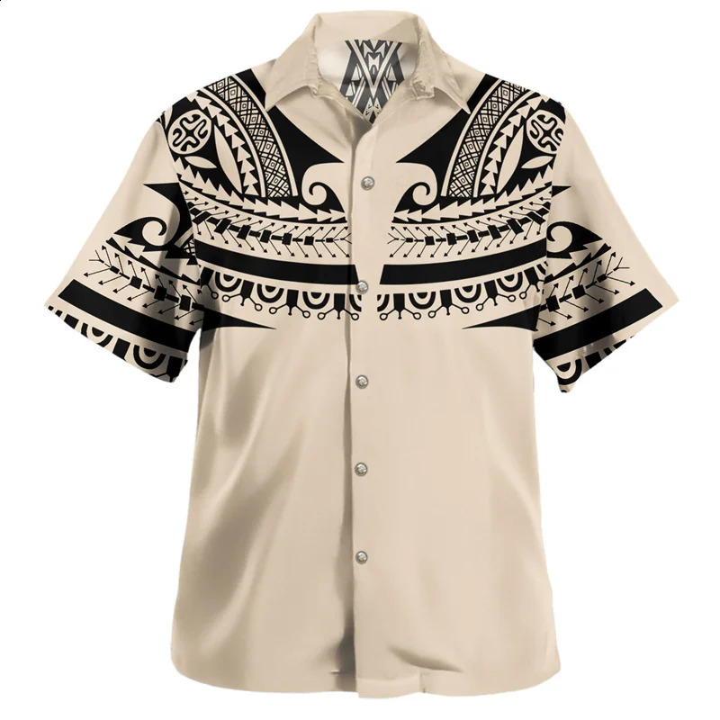 Summer Vintage 3D Polynesian Islands Printed Shirts Coat Of Arm Graphic Short Men Fashion Cool Clothes Top 250220