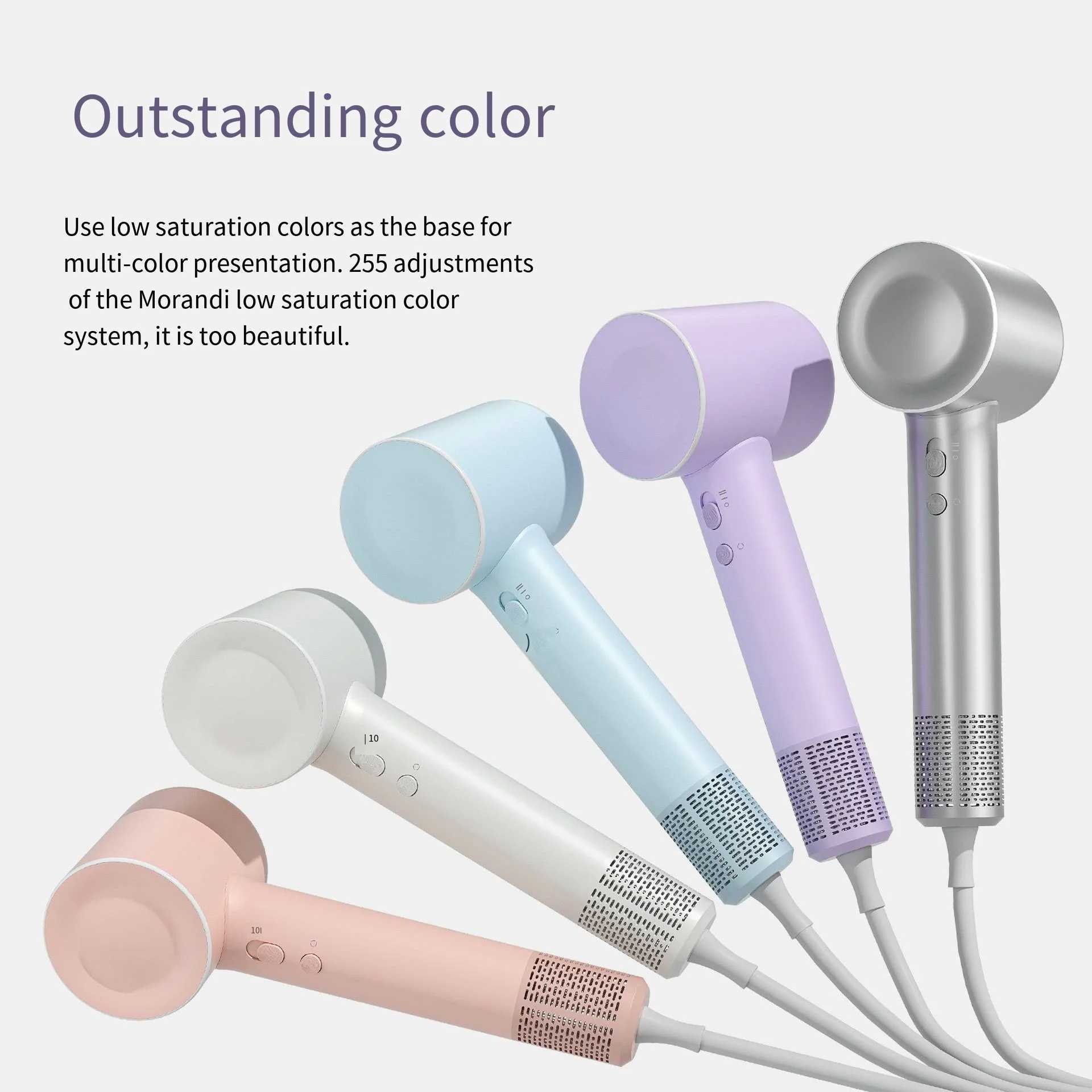 Professional Leafless Negative Ion Hair Care Hair Dryer Household High-wind Power Hair Dryer Silent and Quick-drying Blow Dryer W250220