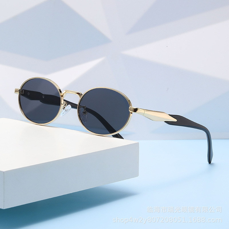Oval Sunglasses Metal Ins Net Red With 2025 New Street Shot Sunglasses Trend Retro Sunglasses Women