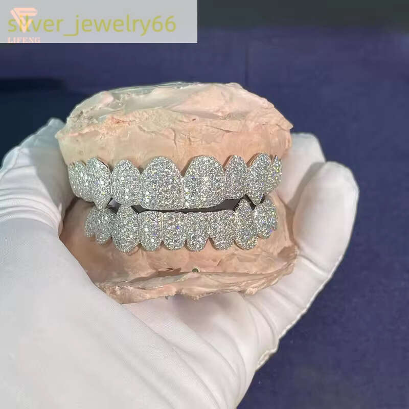 MSA-507 Custom 10k 14K Gold Sier Iced Out Moissanite Dia Grillz Teeth