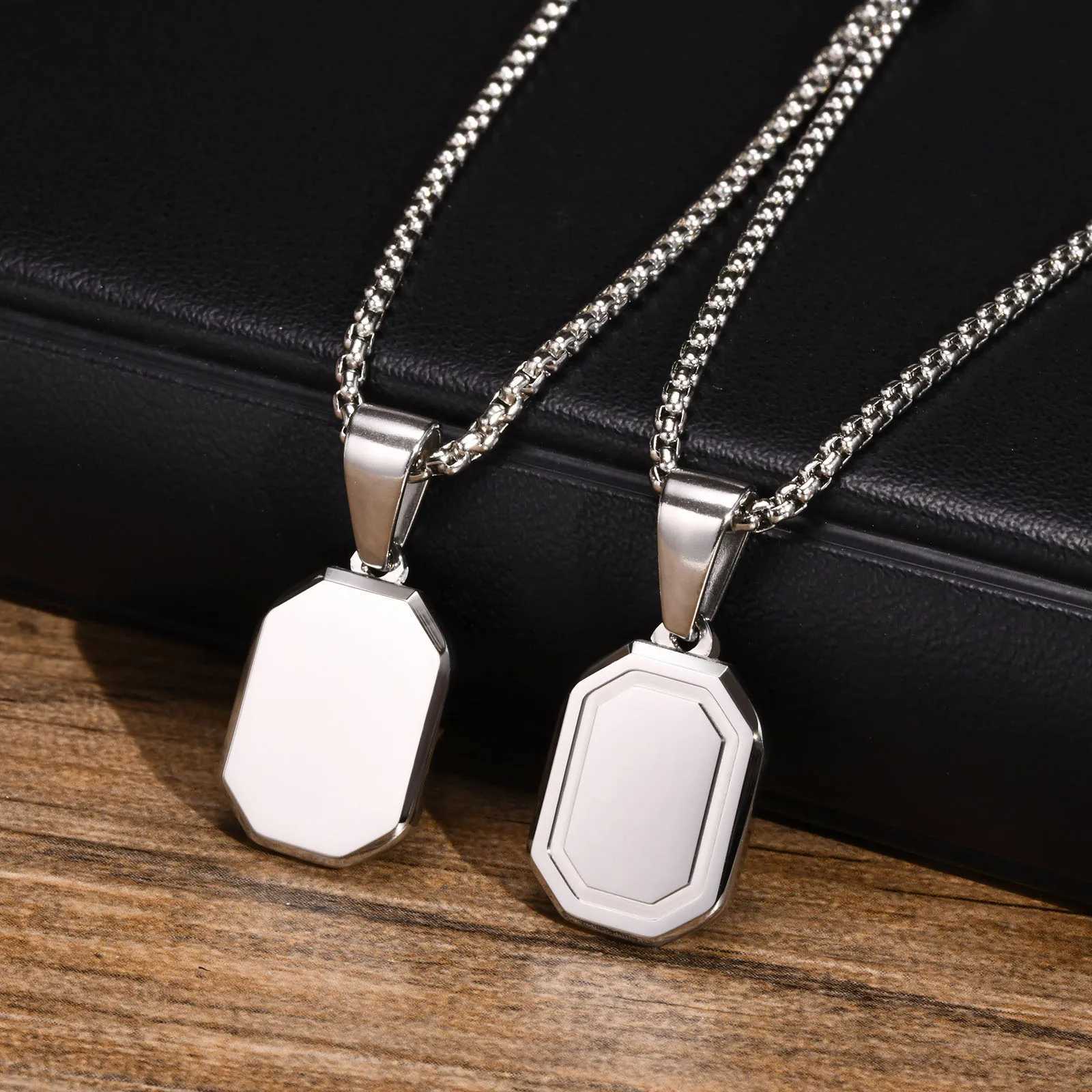 Custom Initial Geometric Necklaces for Men Waterproof Stainl Steel Square Rectangle Pendant A-Z Letter Collar Gifts for HimXJ250219