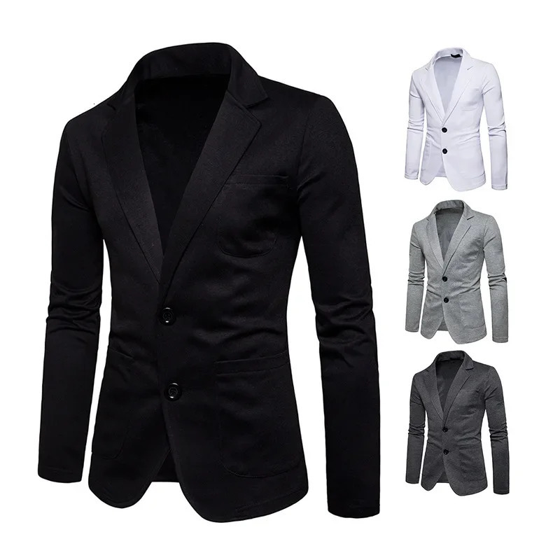 Wholesale Mens Casual Western-style Blazers Autumn Solid Color Simple Lapel Two-piece Button Single Western Jacket 250220