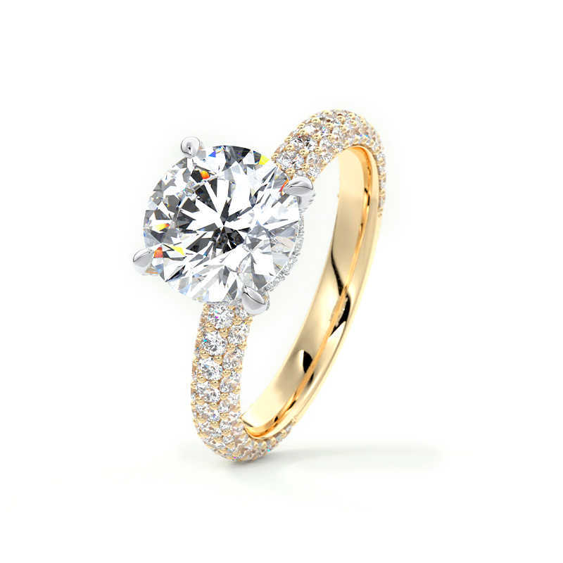 Luster Forever Romantic Jewellery 925 Silver 10K 14K 18K Triple Pave Setting Round Moissanite Ring for Wedding
