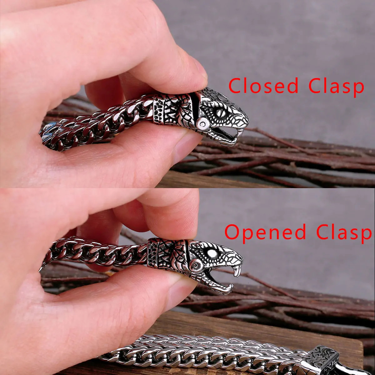 Nordic Stainless Steel Snake Head Bracelet Creative Multi Layer Chain Ouroboros Wristband Men Punk Hip Hop Jewelry Gift 250220