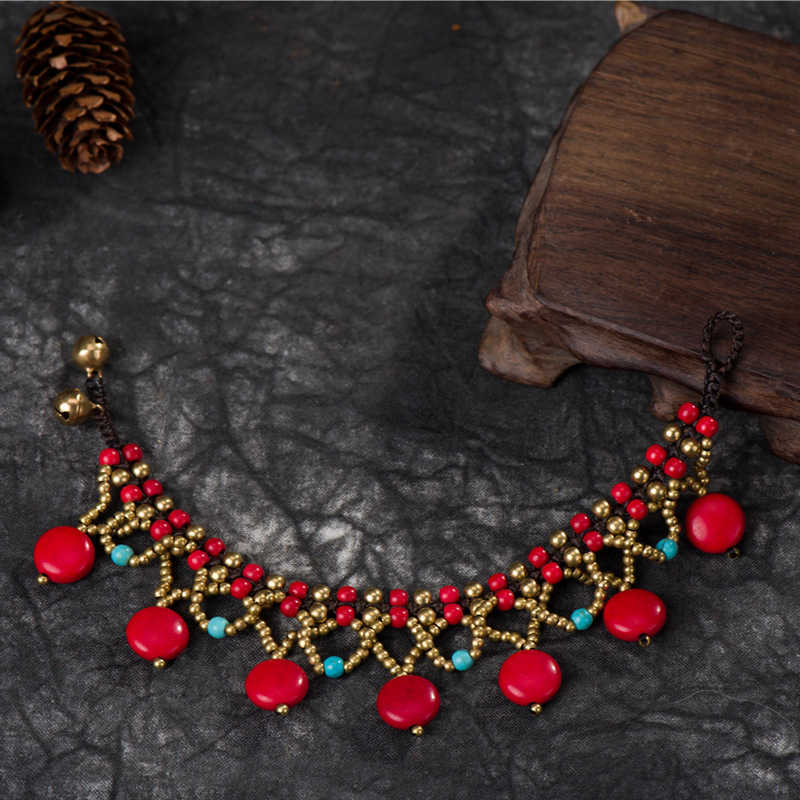 Charm Bracelets Bohemian style Mancheng jewelry pancake hand woven beach hollow Bracelet girl H25220