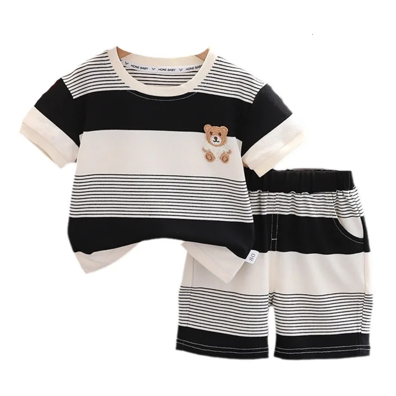 Summer Baby Girl Clothes Suit Boys Clothing Children Striped T-Shirt Shorts 2Pcs/Sets Toddler Casual Costume Kids Tracksuits 250219
