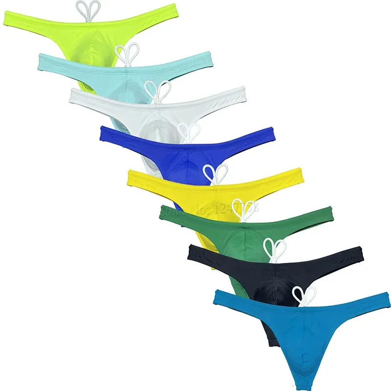 Mens Swim Thong Swimwear Pouch Bikini Swimsuit Tback Smooth Swimming Trunks Male Beach Shorts 250220