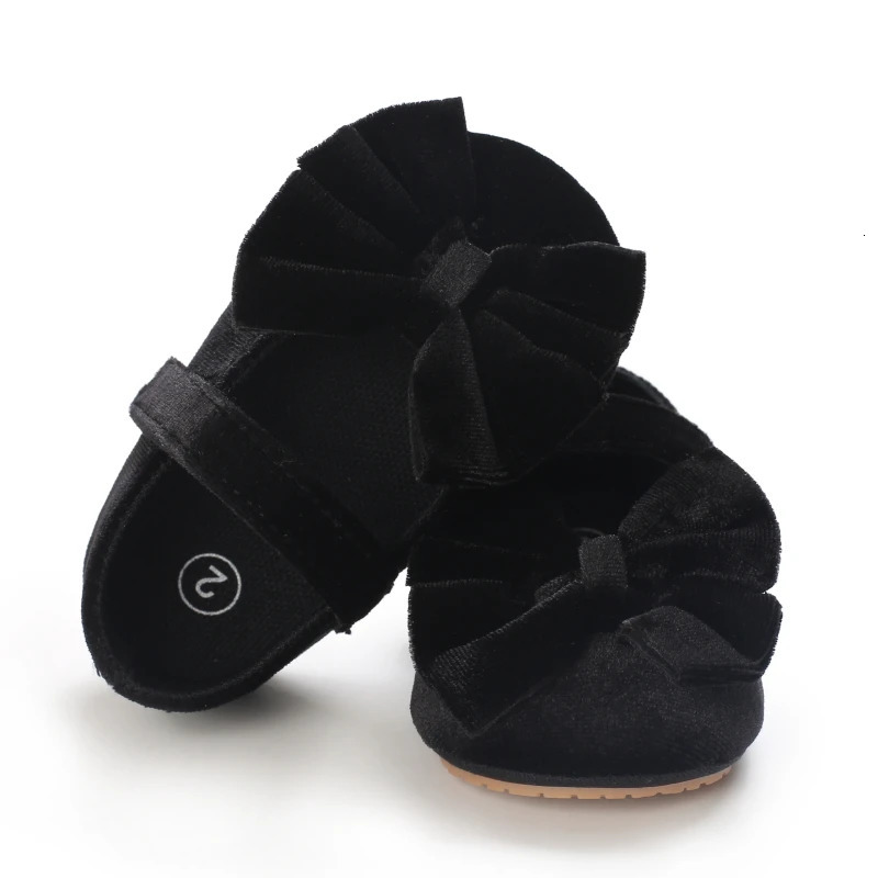 Fashionable Bow Girl Shoes born Plush Comfortable Soft Rubber Sole Anti slip Walking Shoes 0-1 Years Old 250219