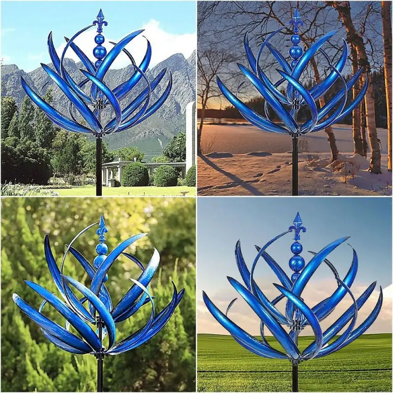 Harlow Wind Spinner Metal Windmill 3D Wind Powered Kinetic Sculpture Lawn Metal Wind Solar Spinners Yard Garden Decoration 250220
