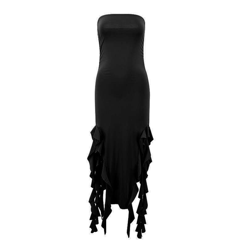 European and American style summer hot item one shoulder jellyfish lace dress sexy spicy girl ur women's 2025 new casual fashion trend clothing