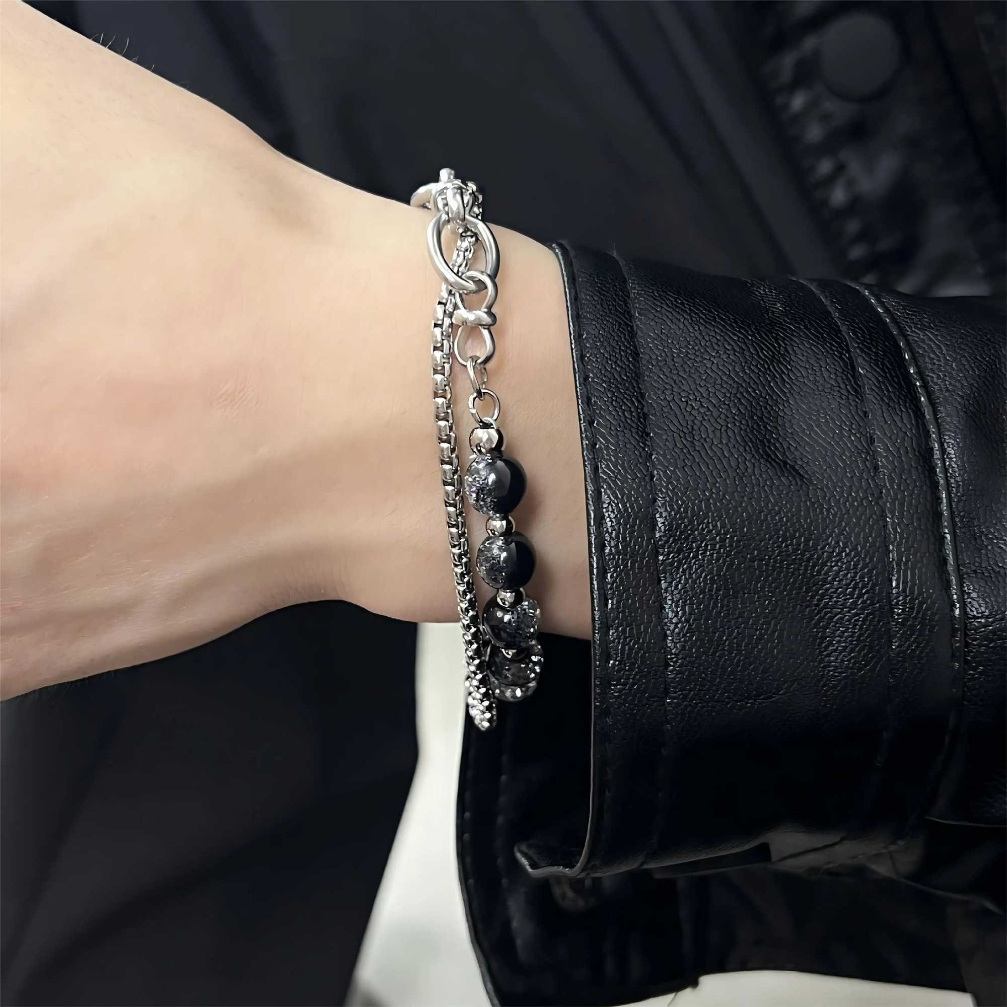 ZAKOL Tren Ball Crystal Beaded Chain Bracelets For Women Men Black Link Metal Bangles Strand Wristlet Jewelry Gifts FestivalXJ250219