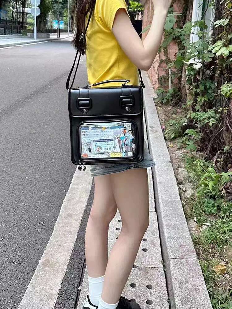 Sweet Cute Campus Transparent Itabag Fashionable Black Backpack Schoolbag Commute Shoulder Women's Bag