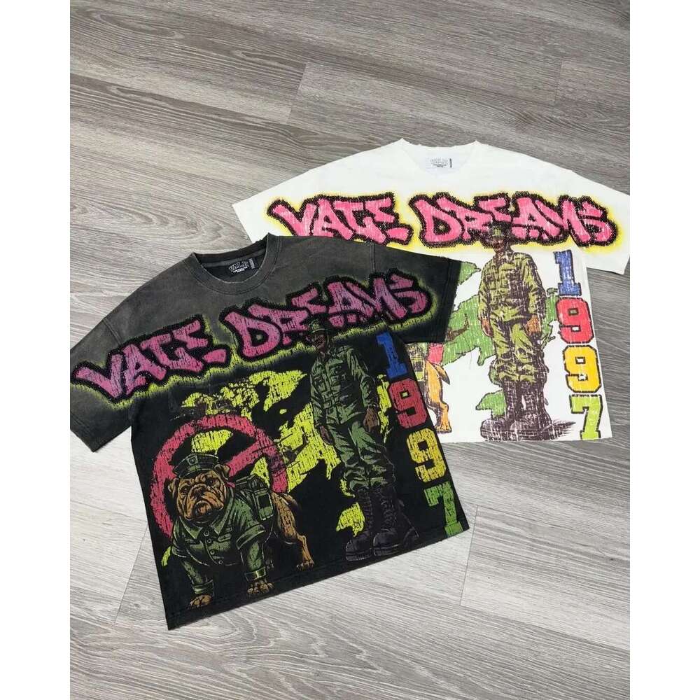Valley Large Graphic Oversized Y2K High Harajuku Vintage Gothic American Washing Cotton Short Sleeve T-Shirt Men's Clothing