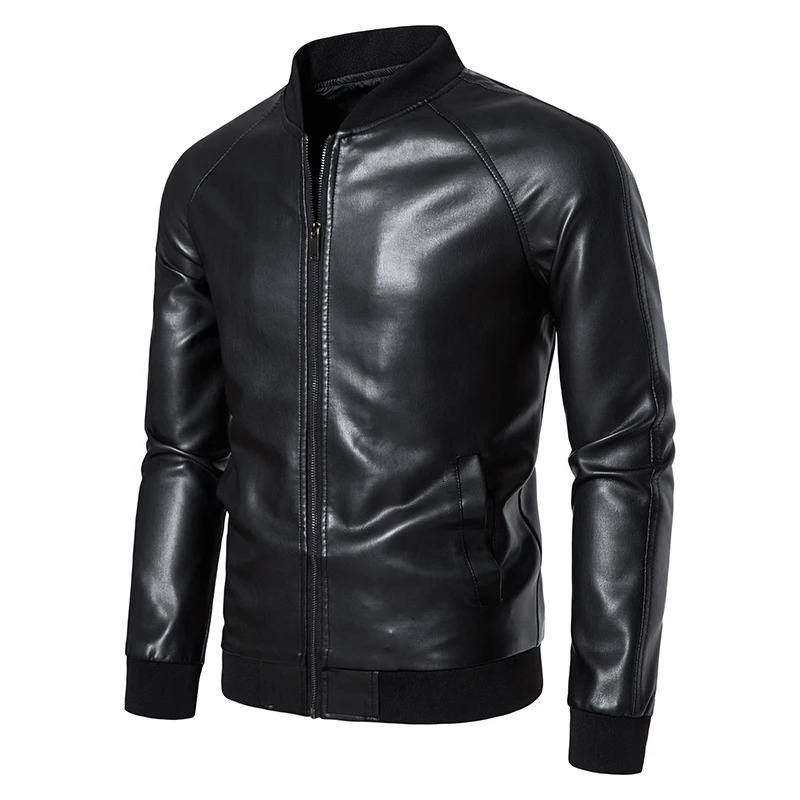 TRAF Leather Mens Trend Fashion Spring And Autumn Stand Collar Comfortable Slim Jacket Handsome Youth Coat 250210