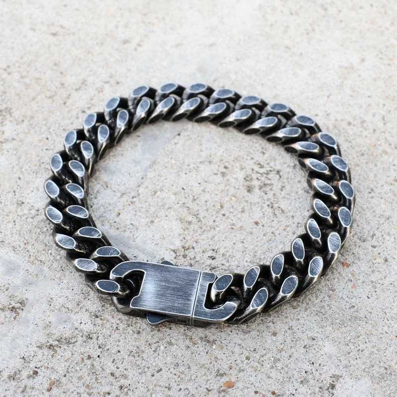 Fashion Antique Black Plated Thick Chain Bracelet Stainl Steel Link Chain Hip Hop Bracelets for Men Jewelry Anniversary GiftXJ250219