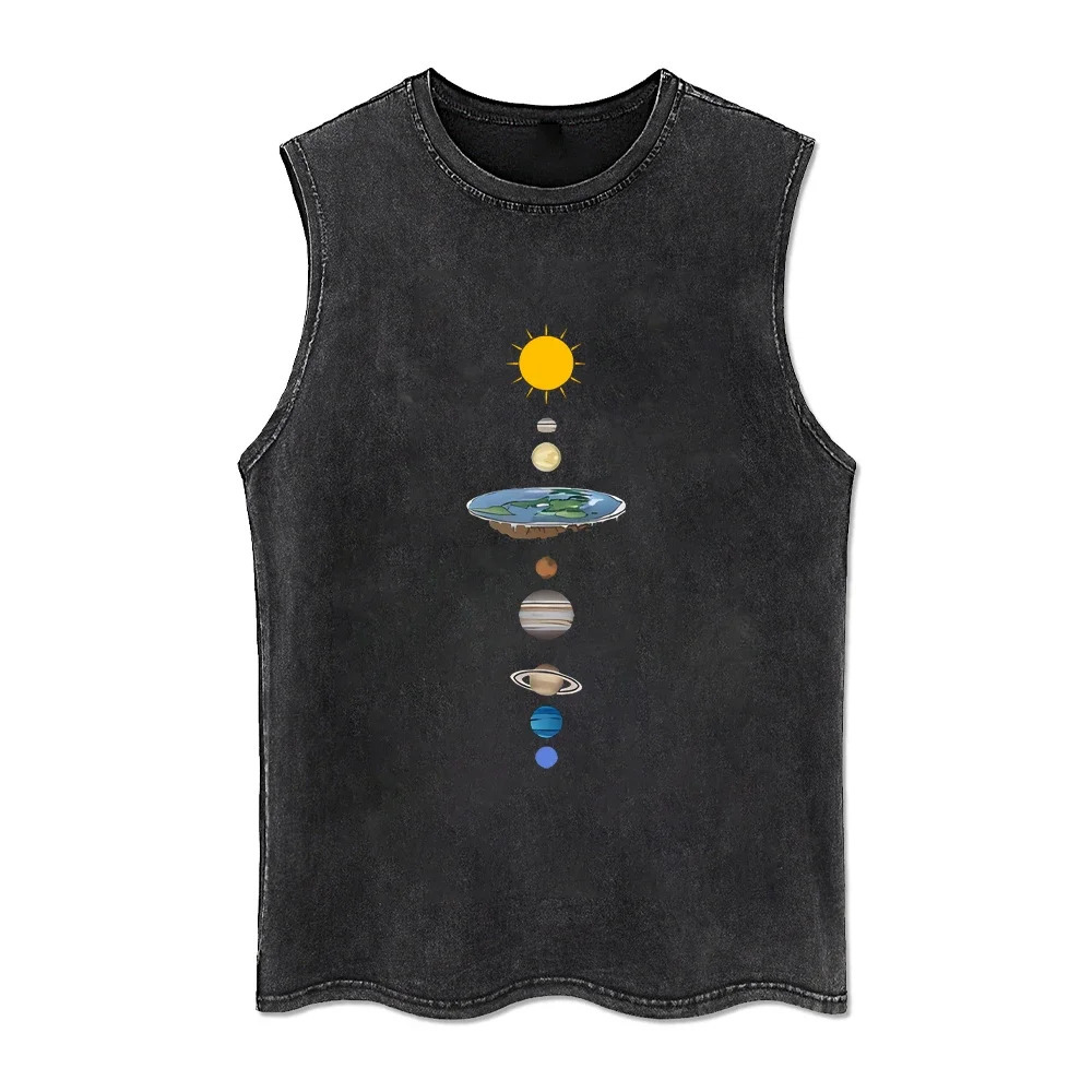 Skeleton bone sleeveless top washed retro vest animal retro vest top summer black T-shirt 250219