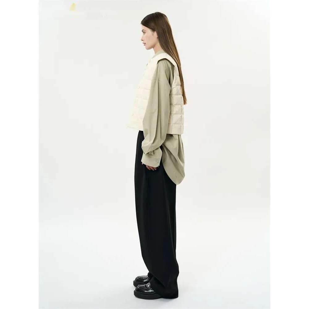 Hanorange 2025 Spring Art Designer Waffle Down Vest Women Casual Single Breasted Short Sleeveless Jacket White/Brown