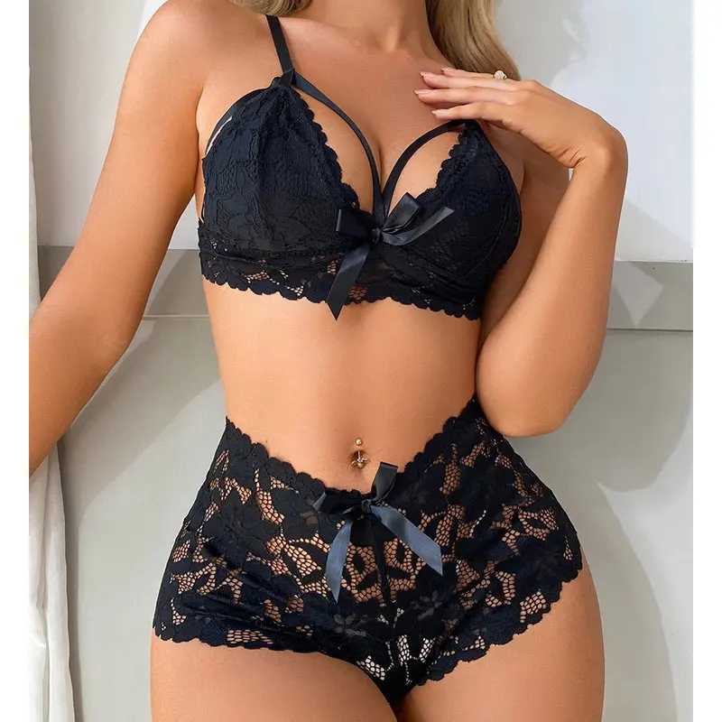 2 Piece Set Women Lace Babydoll Open Crotch Exotic Porn Outfit Ladies Sexy Lingerie Erotic Underwear Set Sex Costume Bodysuit W250220