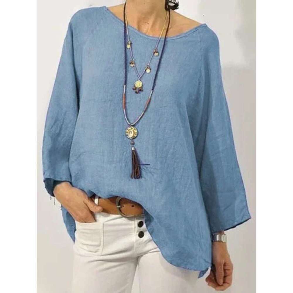 Summer Long Sleeve Solid Cotton En Shirts Female Casual Basic Robe Soft Tunic Oversized Blouse For Women Tops