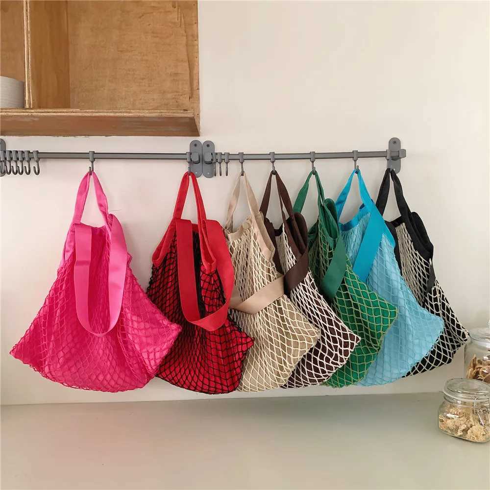 Fashion Design Sewing Design Womens Woven Mesh Bag Large Capacity Casual Womens Shoulder Bag Large Handbag Z250219
