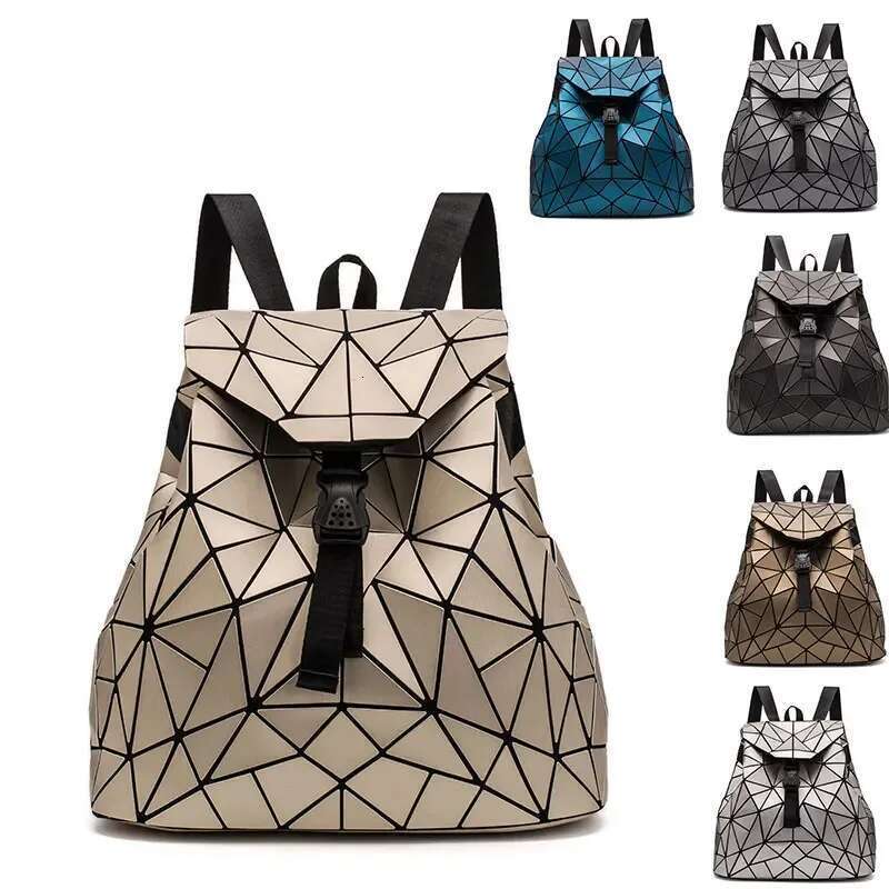 Women matte Geometric bag Female Backpacks For Teenage Girls Bagpack Drawstring Bag Holographic Backpack