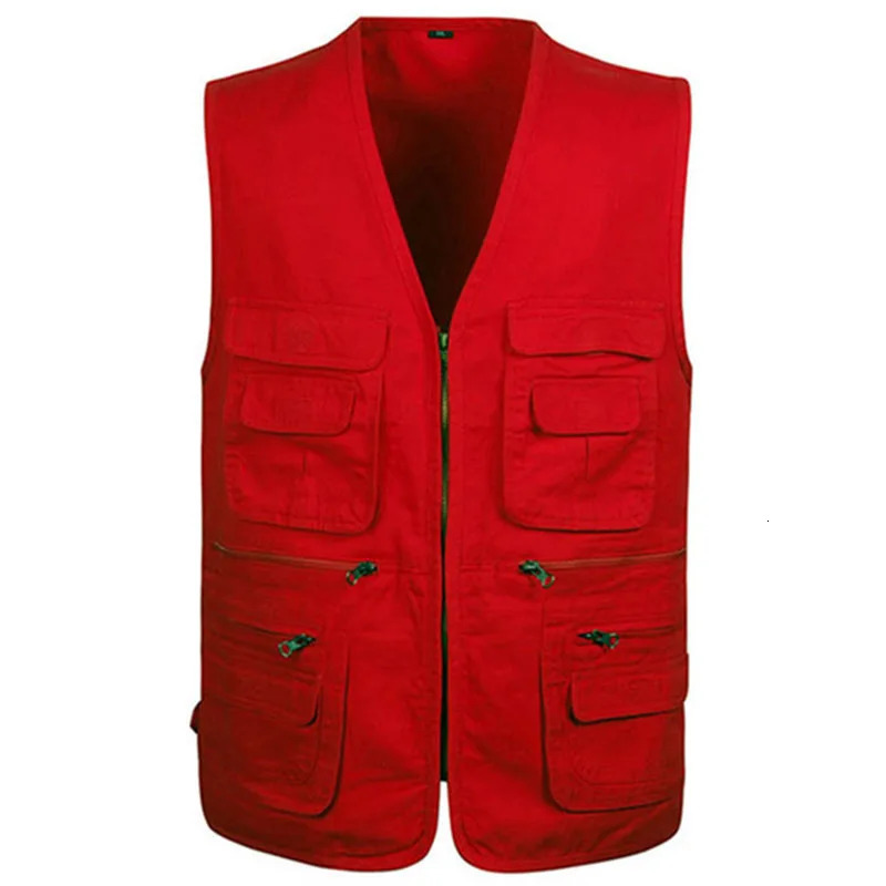 Mens Cargo Vest Winter Thick Fleece Warm Sleeveless Jacket Solid Color Tactical Coat Men Pockets Work Waistcoat 6XL 250219