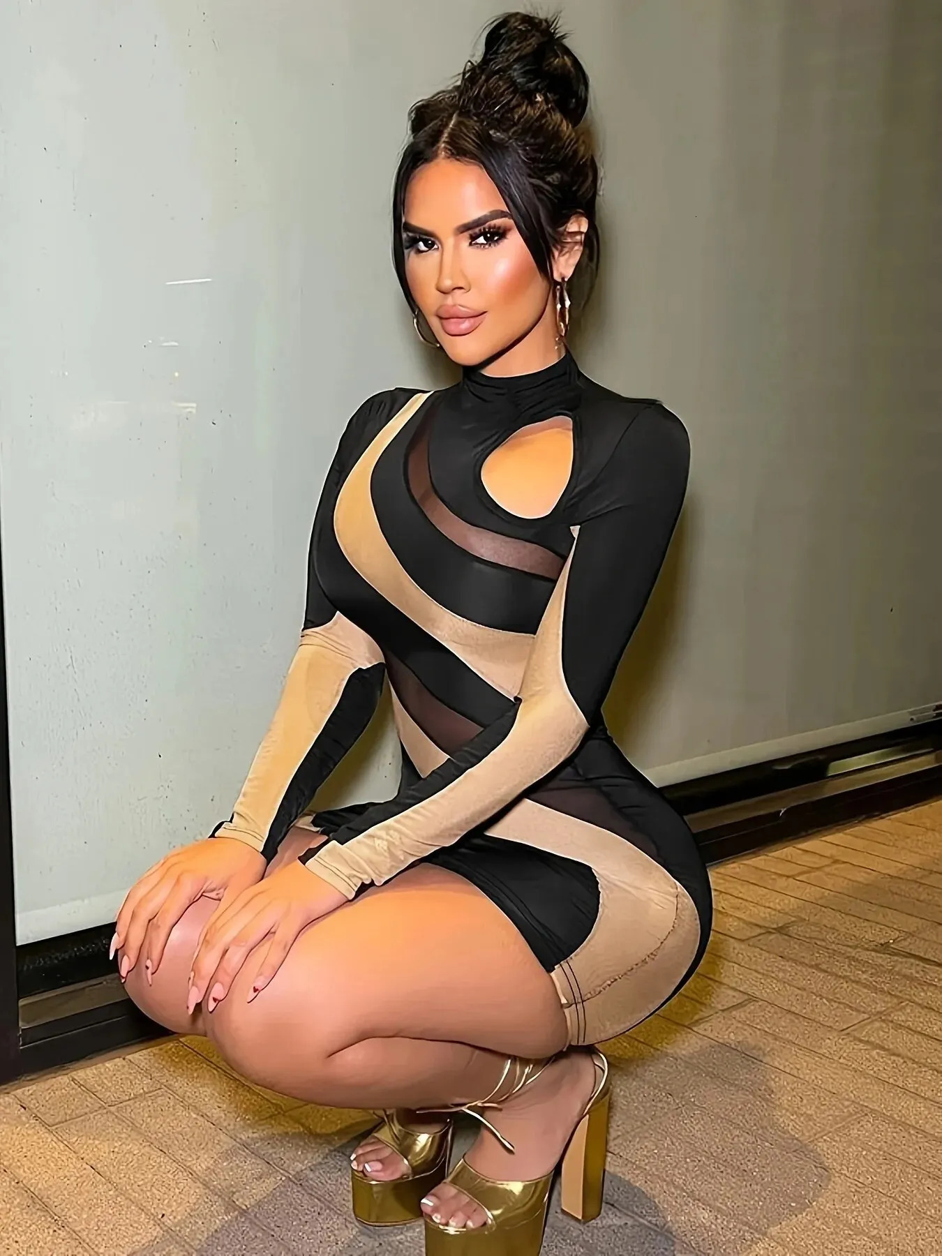 Hawthaw Women Spring Autumn Long Sleeve Party Club Streetwear Bodycon Black Mini Dress Wholesale Items For Business D321162 250219