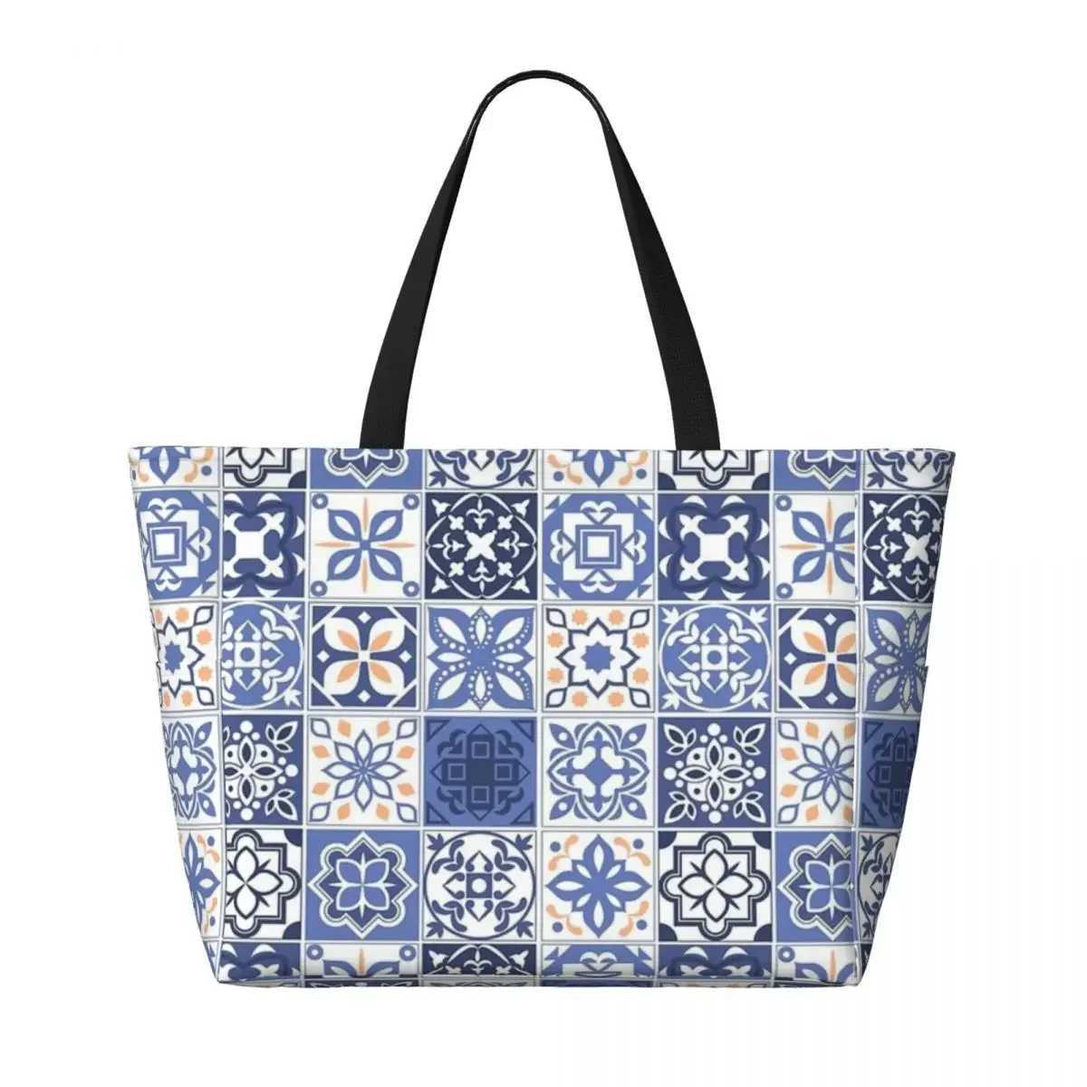 Blue Portuguese Tile Beach Travel Bag Tote Bag Popular Practical Out Birthday Gift Multi-Style Pattern Z250219