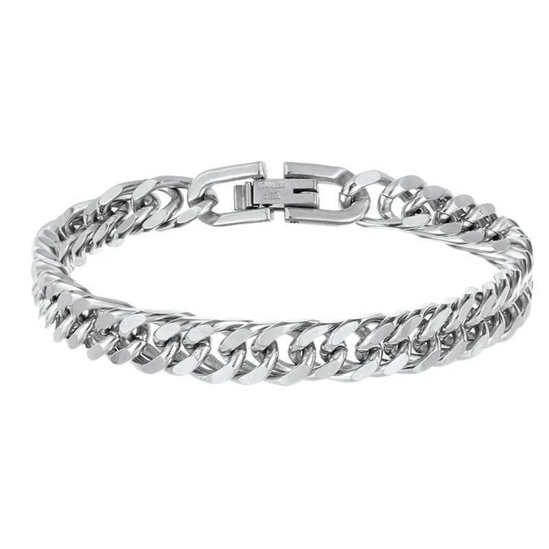 Kcaco Stainl Steel Cuban Link Bracelet Chunky Wristband Hip Hop Cu Link Chain Bracelets Width 8mm for Boyfriends JewelryXJ250219