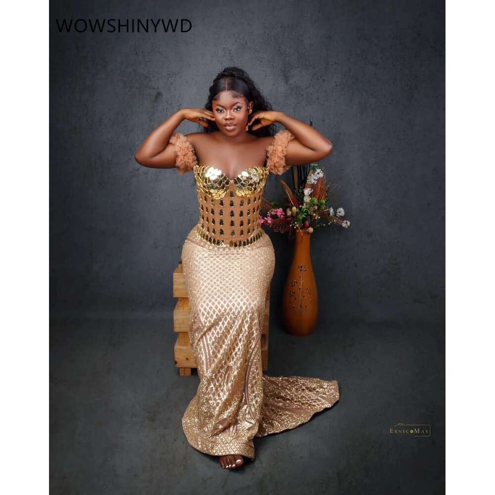 Aso Ebi-Mermaid Ball Dresses Frissed Crystals Formal Party Engagement Birthday prom 2025