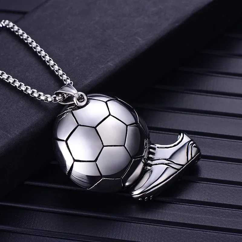 Fashion Soccer Shoe Sneaker Pendant Necklace Football Stainl Steel Ball Chain Necklaces for Men Hip Hop Sports Charm JewelryXJ250219