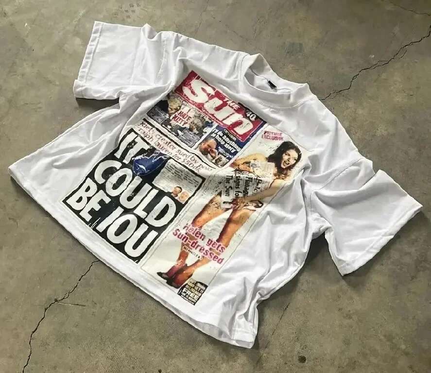 Y2K clothing men and women Harajuku hip-hop cartoon pattern oversized T-shirt round neck short sleeved Japanese street T-shirt
