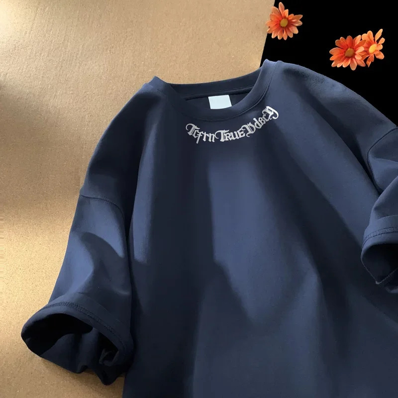 Mens Oversized Tshirts White Cotton T Shirt 5XL for Men Casual Summer Wear Letter Fashion Print Neck Tee Shirts Clothing 250211wtt
