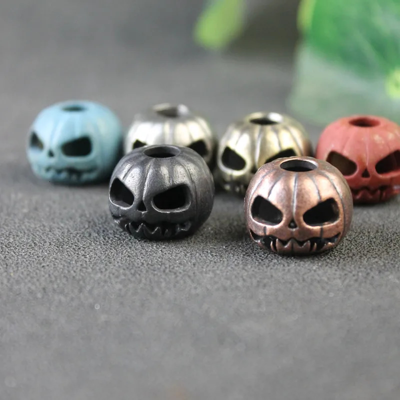 Halloween Pumpkin Skull Face Light EDC Brass Knife Bead DIY Weaving Umbrella Rope Hanging Outdoor Tool Pendant Accessories 250213