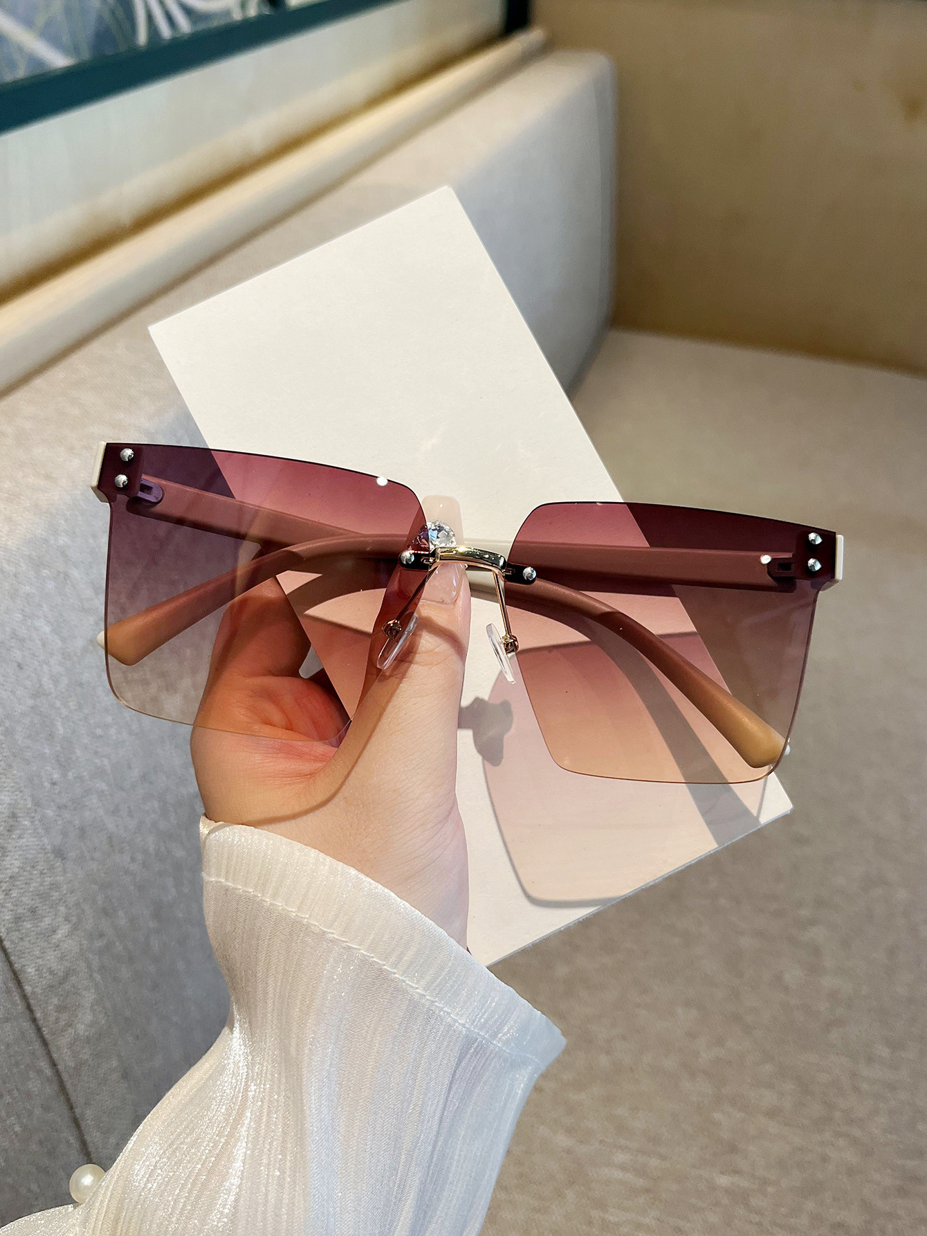 2025 Spring And Summer Frameless Square One Sunglasses for Men And Women Deigner Fashion Korean Version Of The Trend Glasses