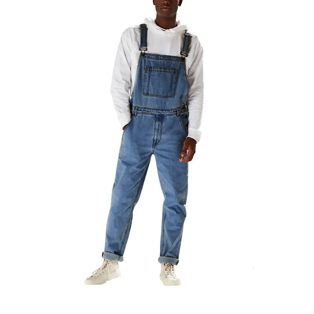 Fashion Men Jeans Jumpsuits Casual Denim Overalls For Suspender Pants Large Size Autumn Winter Loose Tourism Clothing 250219