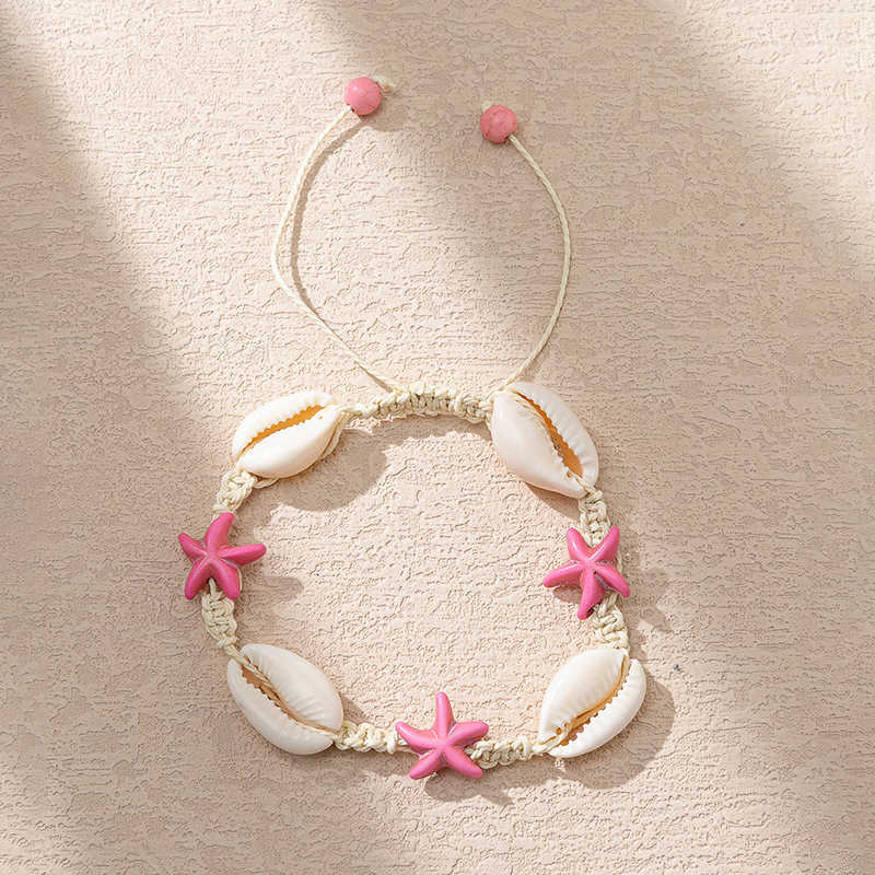Charm Bracelets Hot selling ocean style cartoon starfish shell graffiti blue eye bracelet ins summer beach vacation bracelet H25220