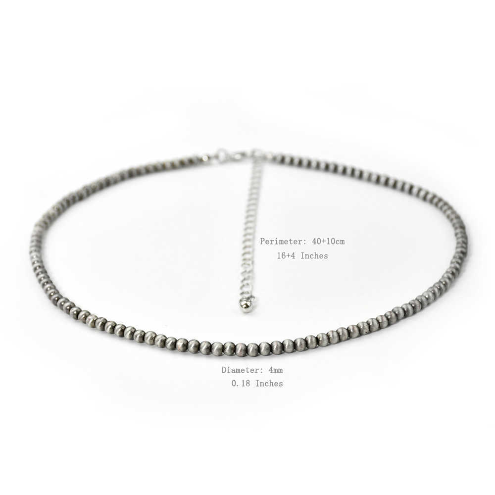 Pendant Necklaces Navajo style antique brushed tin CCB round bead necklace popular Western style jewelry for womens niche market H25219