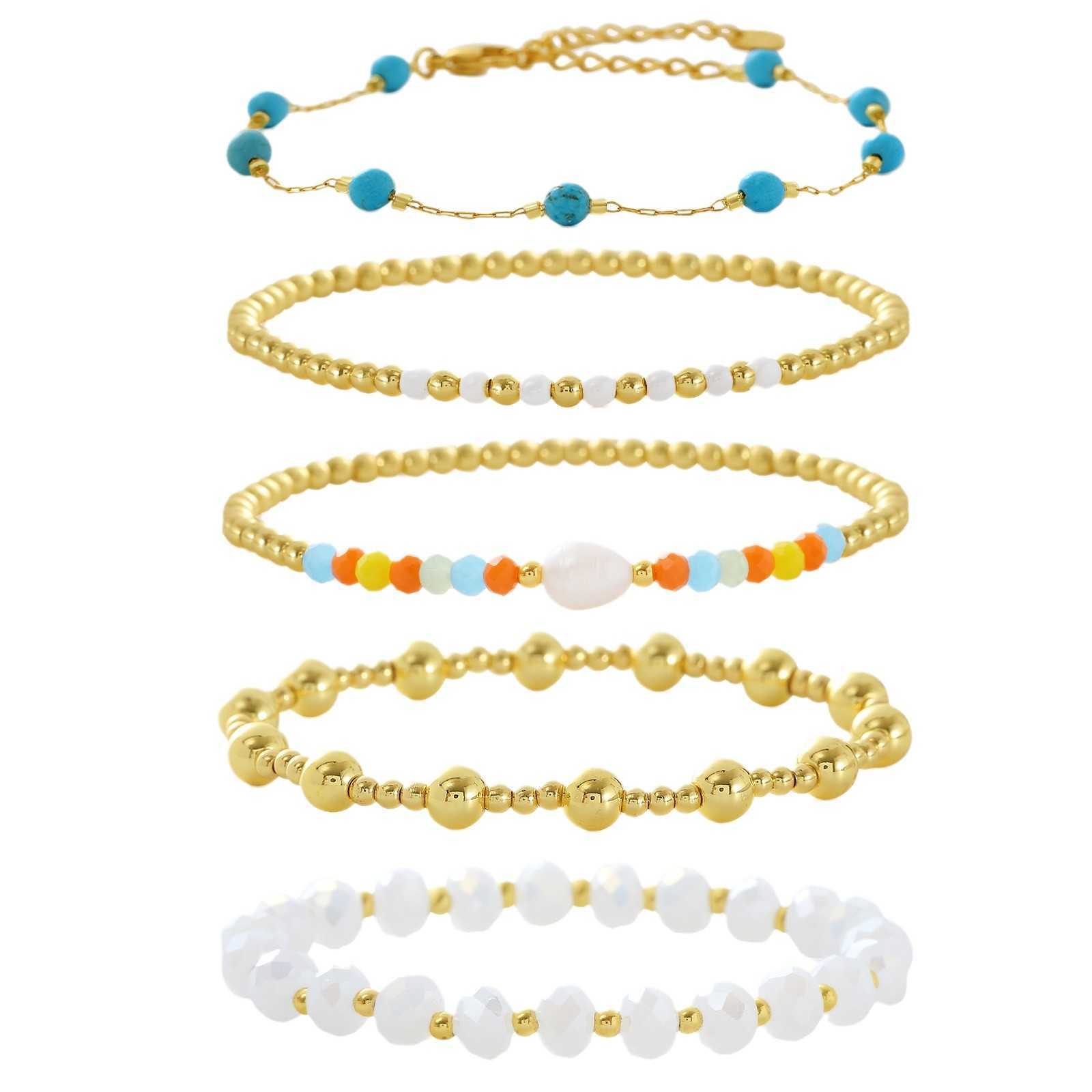 Charm Bracelets Bohemian vacation style bracelet beach style bead colorful and simple temperament handmade high-end pearl bracelet for women H25220