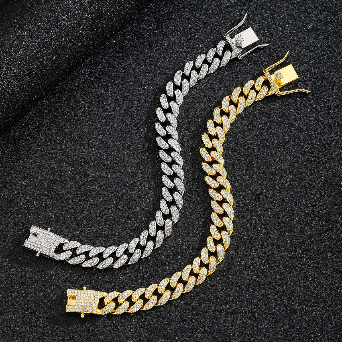 Charm Bracelets Fashion bracelets mens accessories diamond studded alloy hip-hop bracelets electroplated couples hand accessories H25220