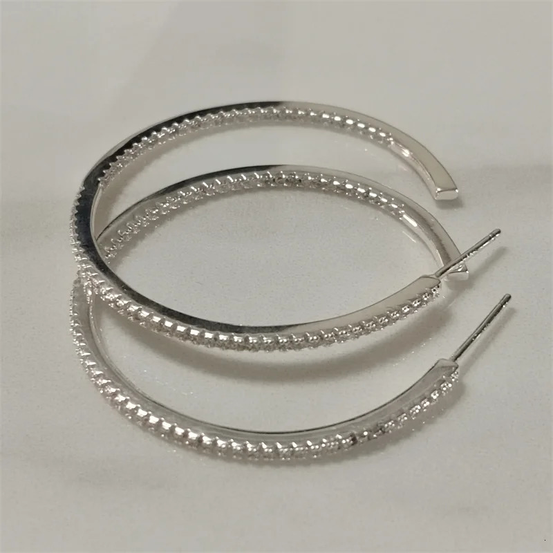 SOMILIA Fashion 925 Sterling Silver AA ZC 40-60MM Hoop Earrings Dangale Earrings For Women Party Fine Jewelry Ring Earrings 250219