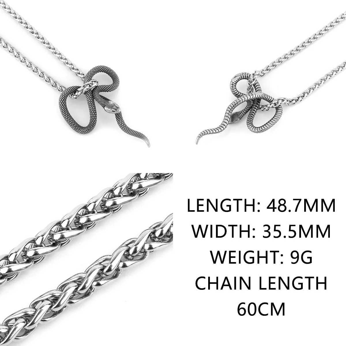 Gothic Snake King Necklace Mens Hip Hop Punk Biker Pendant Necklace Retro Charm Stainl Steel Male JewelryXJ250219