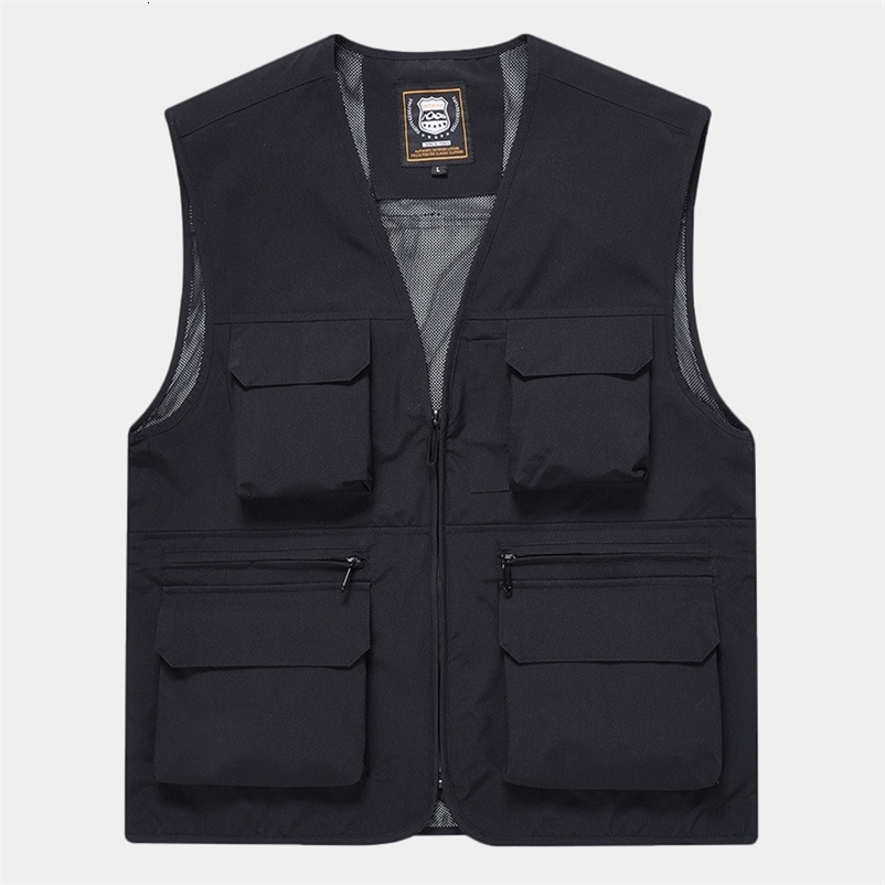 5XL Mens Vest Casual Outdoor Climbing Fishing Jacket Male Multi Pocket Quick Drying Thin Mountain Climbing Coats 250219