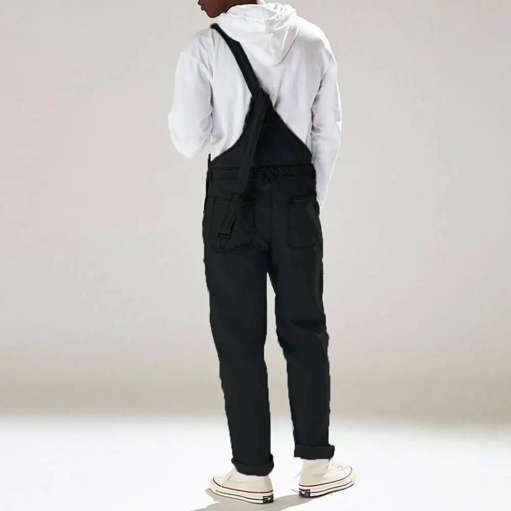 Fashion Men Jeans Jumpsuits Casual Denim Overalls For Suspender Pants Large Size Autumn Winter Loose Tourism Clothing 250219
