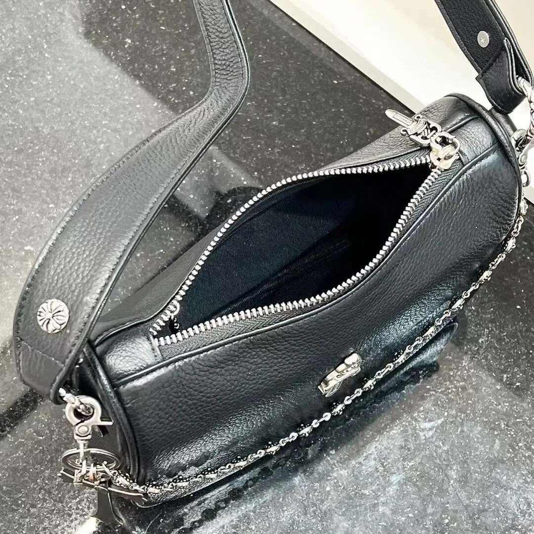 2024 Spring Season Genuine Leather Chicken Block Sword Cross Chain Niche Underarm Bag Unique Fashionable Shoulder Women